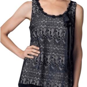 CAbi Black Lace Sleeveless Top Sz M